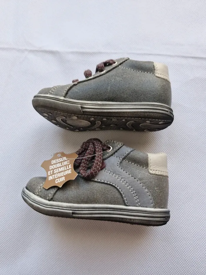 Chaussures garçon 19 Baby by Gémo Gris Beige Bordeaux - photo numéro 3