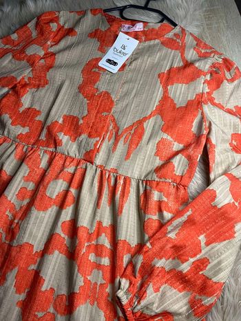 Robe longue marron et orange motif effet camouflage Bukre Fashion Taille S / 36 Neuf avec étiquette