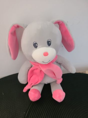 Doudou Lapin Gris et Rose Gipsy
