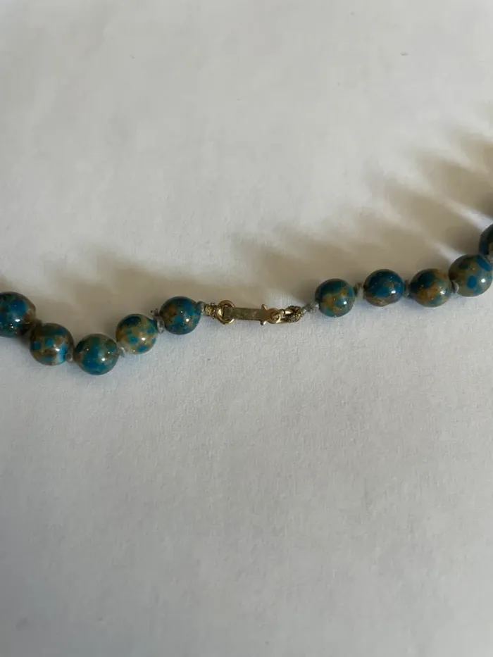 Collier pierre bleu-vert vintage - photo numéro 5