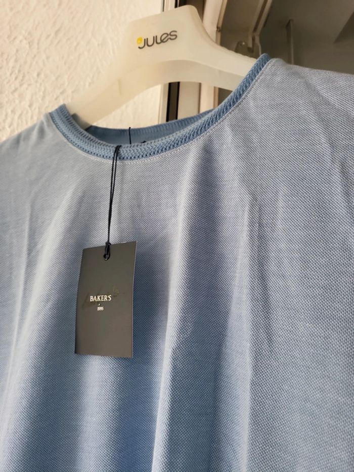 T-shirt bleu clair tissu polo L - photo numéro 4