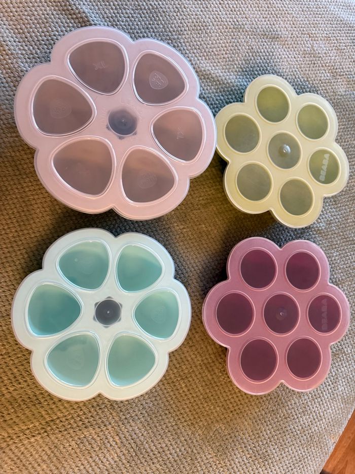 🍼 Lot complet de 4 moules multiportions Béaba en silicone (2x60 ml, 90 ml et 150 ml)