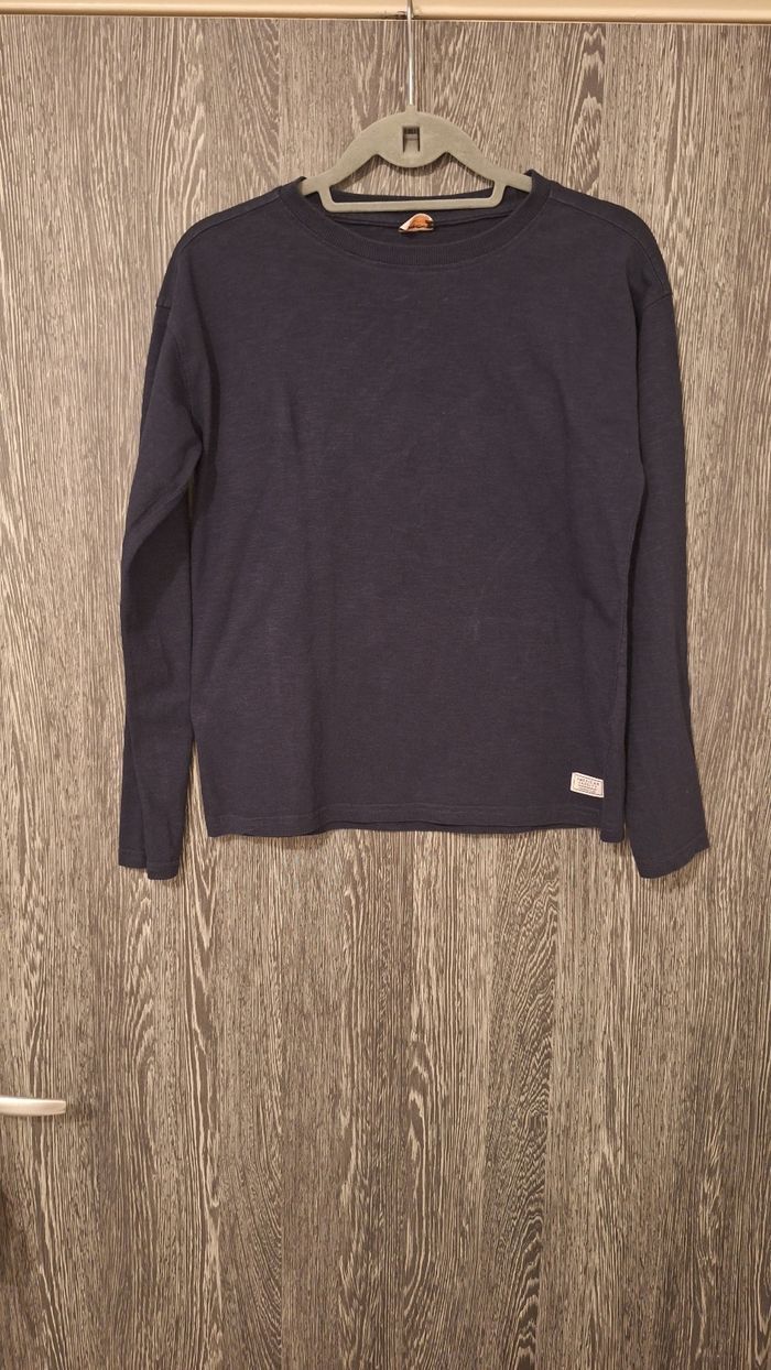 Tee-shirt manches longues basique bleu marine