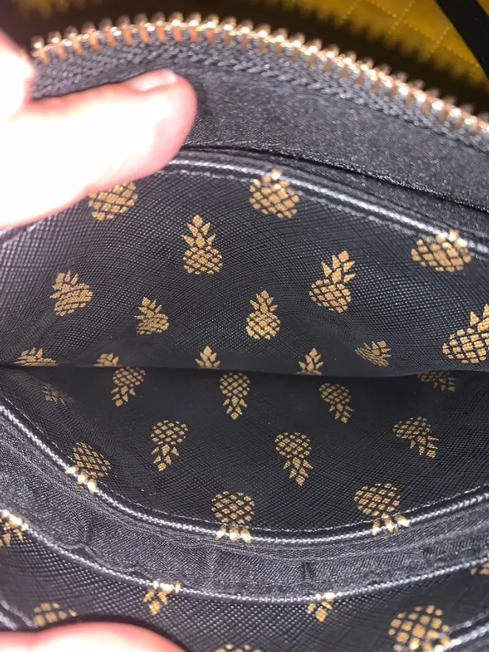 Sac à main Moa noir motif Ananas doré - photo numéro 4