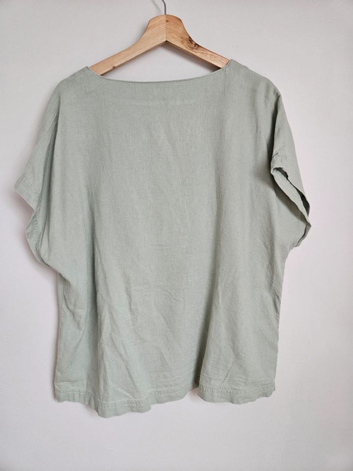 Chemisier lin vert de gris Gémo T.46/48 - photo numéro 6