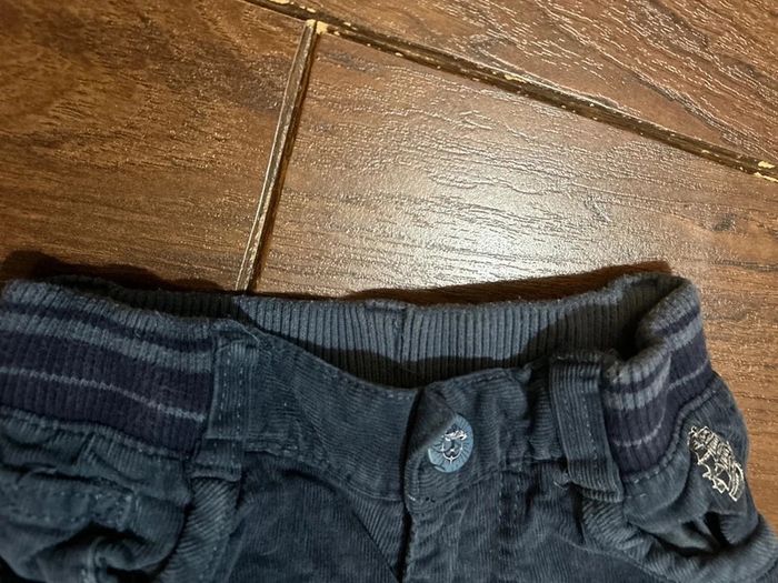 Pantalon en velours côtelé bleu a empiècements sergent major taille 3 ans - photo numéro 12