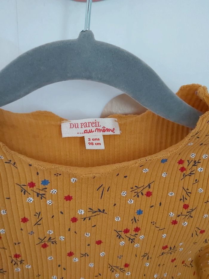 🦋 T shirt DPAM moutarde fleuri 3 ans - photo numéro 3