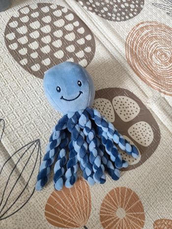 Pieuvre Nattou jamais servie bleu et marine peluche