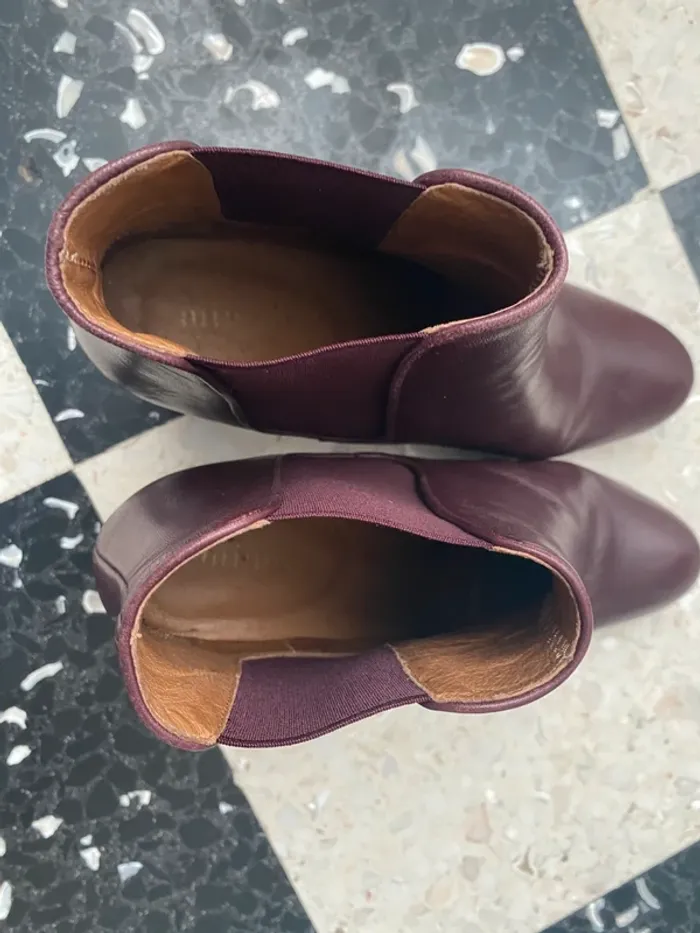 Bottines Minelli bordeaux cuir – T41 – talon moyen - photo numéro 4