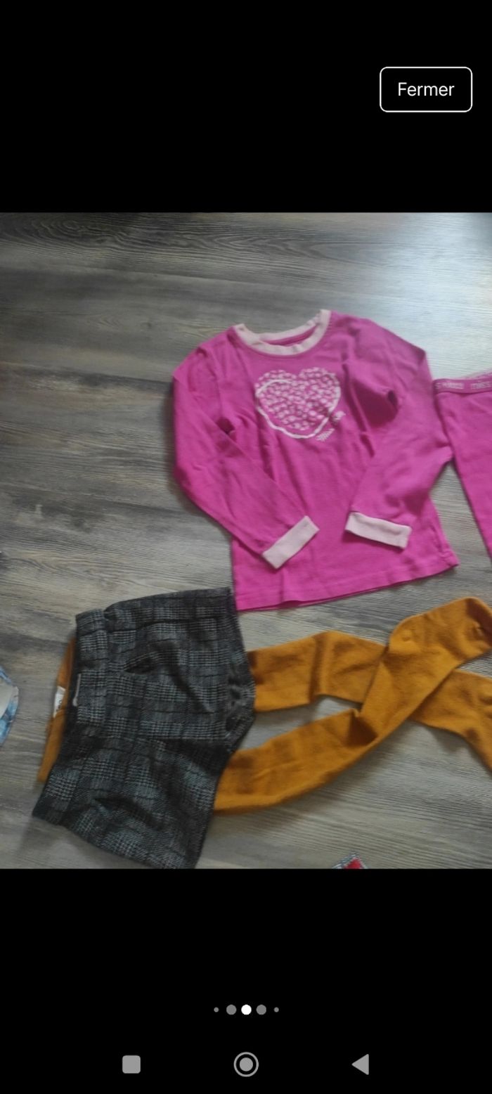 Lot habits fille avec pantalon neuf short t-shirt manches longues pull collants 4 ans - photo numéro 7