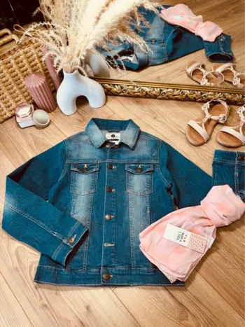 Taille 10 ans veste en jean et foulard fille Z Tao bleue 🌸