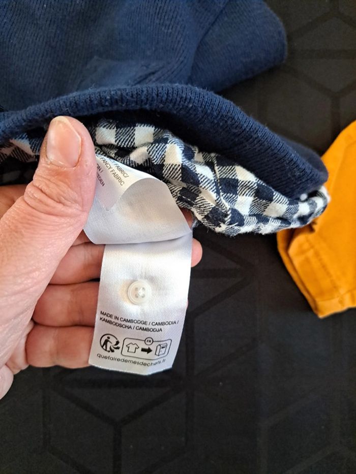 Ensemble pantalon moutarde et pull avec chemise intégrée marine 3 mois - photo numéro 6
