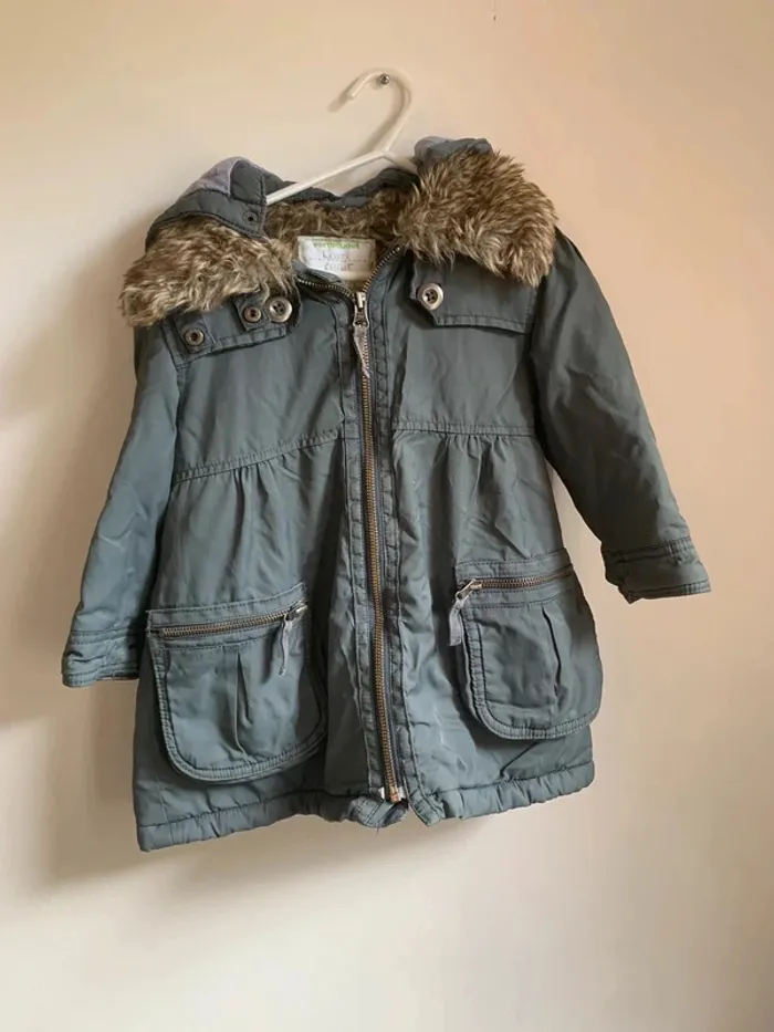 Parka chaude Vertbaudet 3 ans – Grise doublée fausse fourrure - photo numéro 2