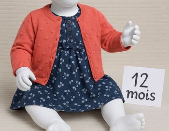 Ensemble (robe et gilet manches longues) - 12 mois (74 cm) - Pat&Ripaton