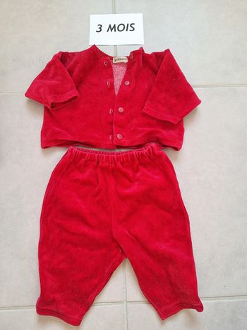 Ensemble 2 pièces toucher velours 3/6mois