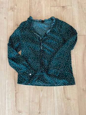 chemise verte à pois blanc - légère élégante