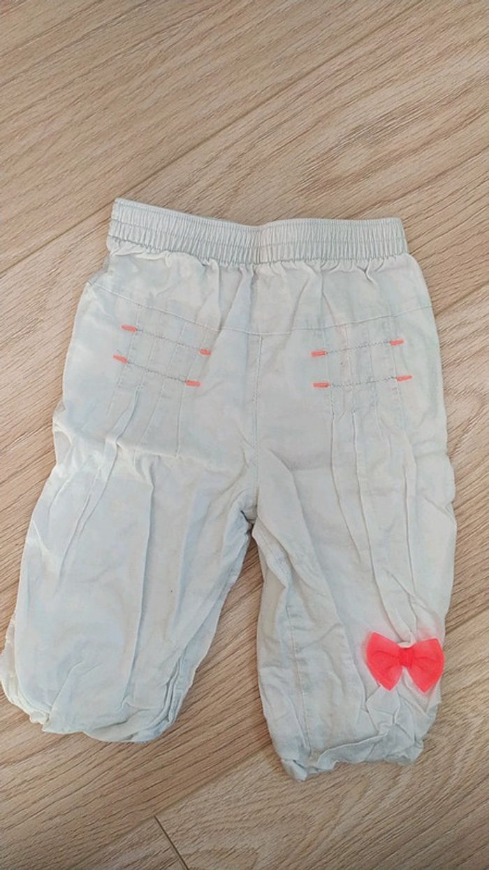 Pantalon été beige orange corail 6 mois noeud