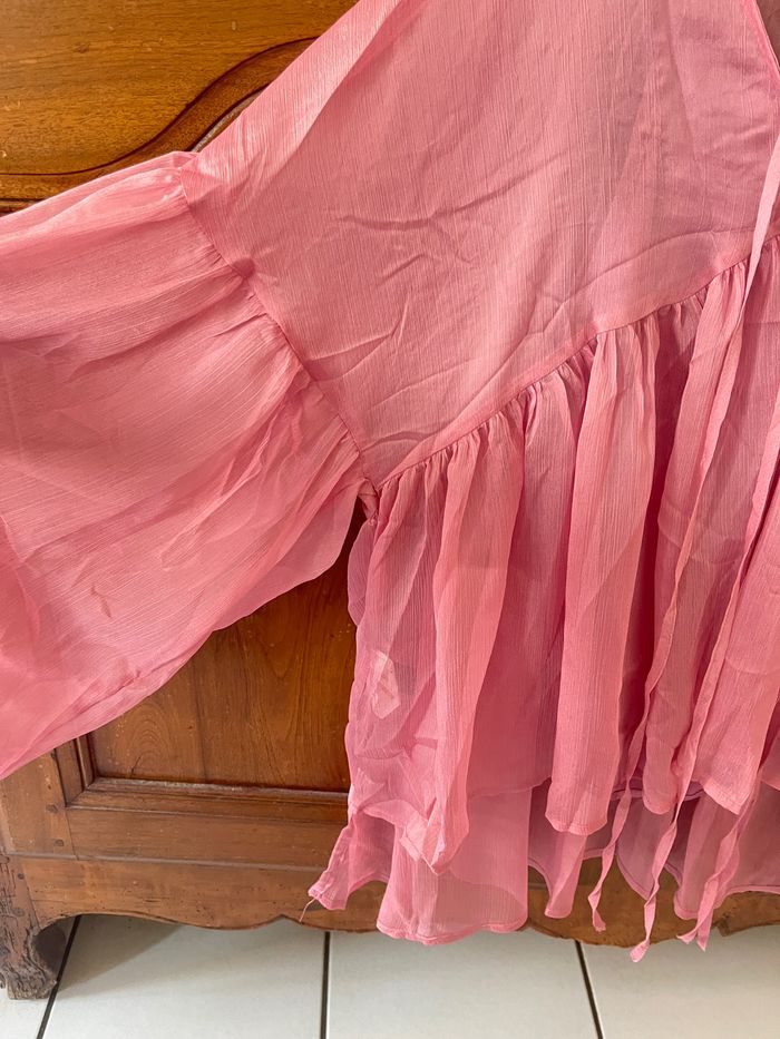 Blouse deux pièces , col V manches longues , rose - photo numéro 4