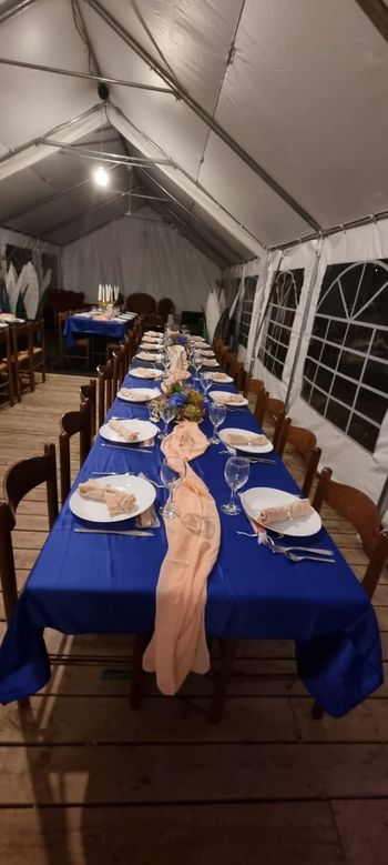 Lot 3 chemins de table mousseline abricot neufs