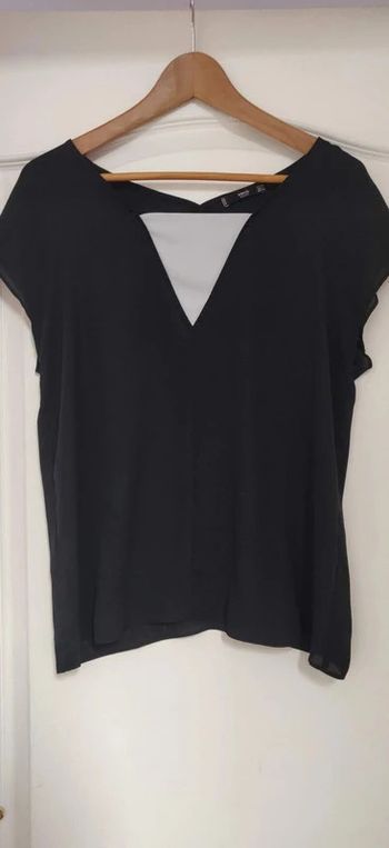 Blouse légère manches courtes Mango noir et blanc M