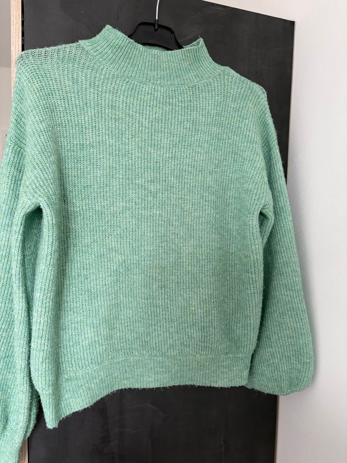 C’est Pull vert menthe maille douce col montant – Kabi – Taille S - photo numéro 3