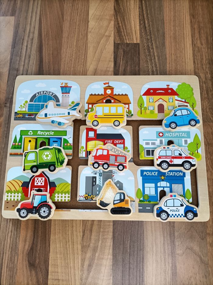 Puzzle labyrinthe bois voitures