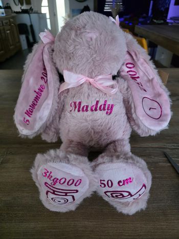 Doudou lapin personnalisé 