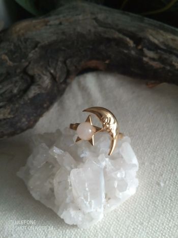 Bague lune et pierre de lune