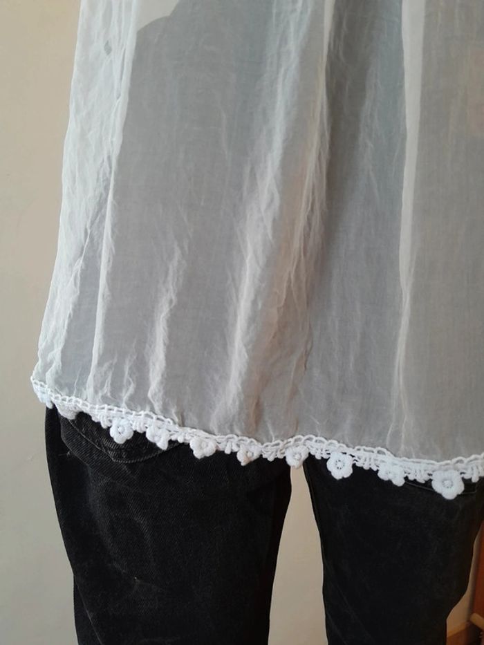 Débardeur transparent blanc avec broderie taille M L - photo numéro 7