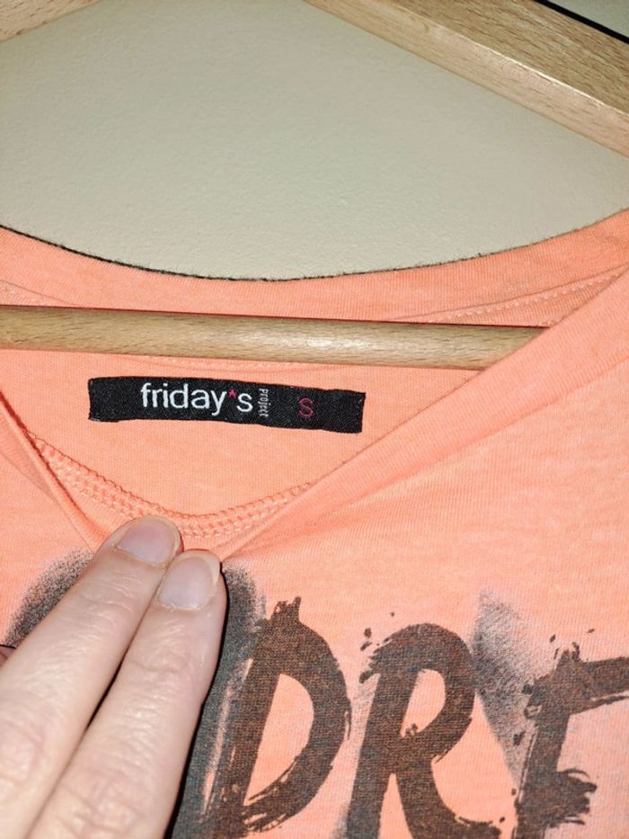 T-shirt femme orange corail Friday S tbe agréable - photo numéro 4