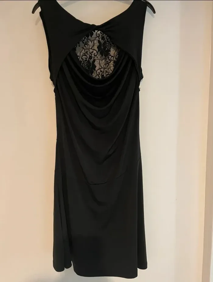 Robe noire Made in Italy dos dentelle - T.XS - photo numéro 4