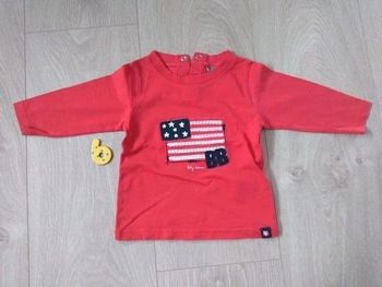 Tee shirt ML rouge et bleu marine TAO 6 mois