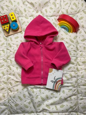 gilet zippé polaire avec capuche rose 6 mois