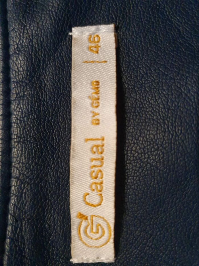 Veste simili cuir bleu marine - photo numéro 3