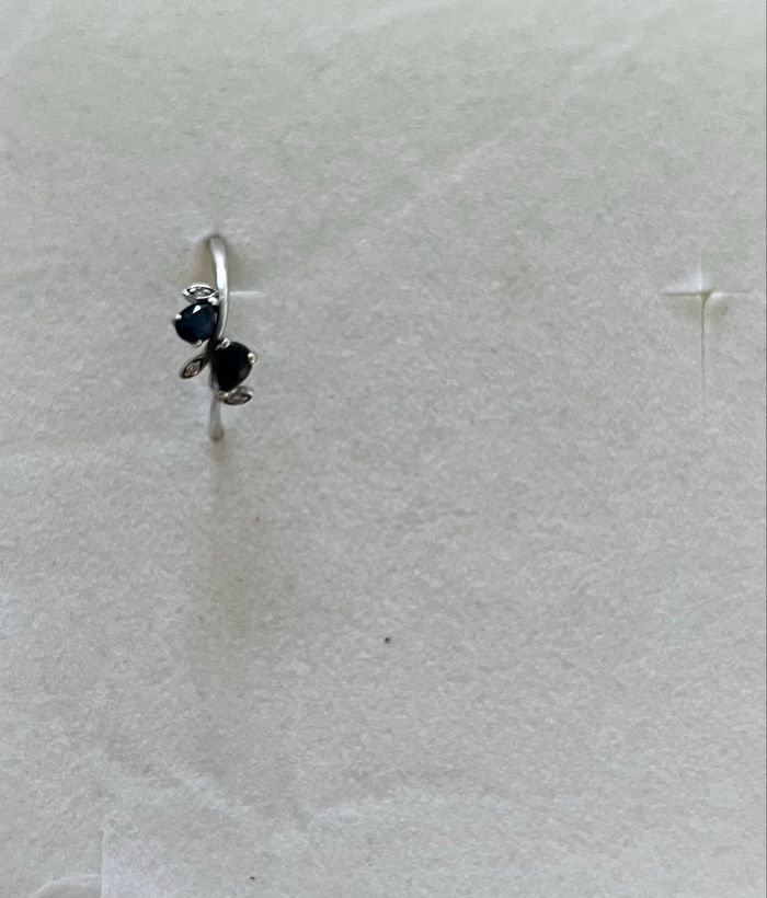 Bague or blanc saphir bleu - photo numéro 3