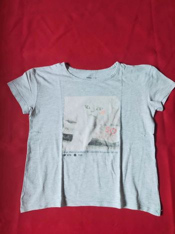 T-shirt flocage chat blanc taille 12 ans