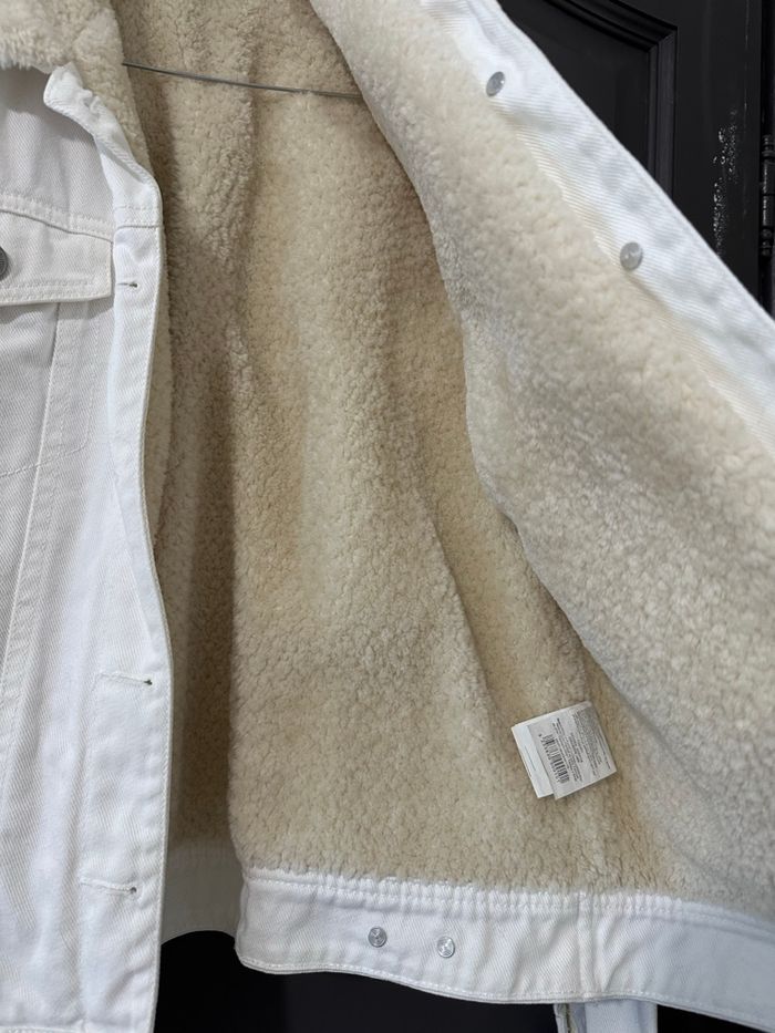 veste en jeans fourrée  blanche - photo numéro 2