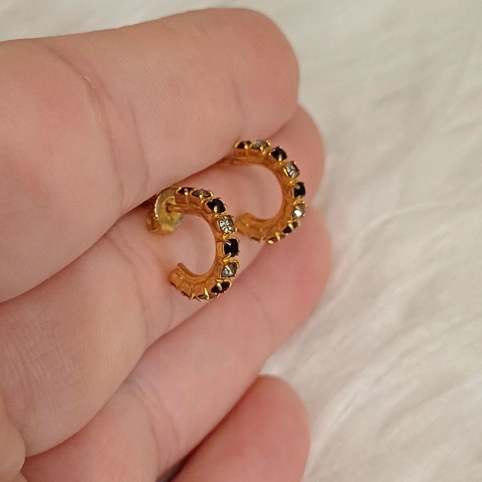 Boucles d'oreilles vintage en métal doré - photo numéro 4