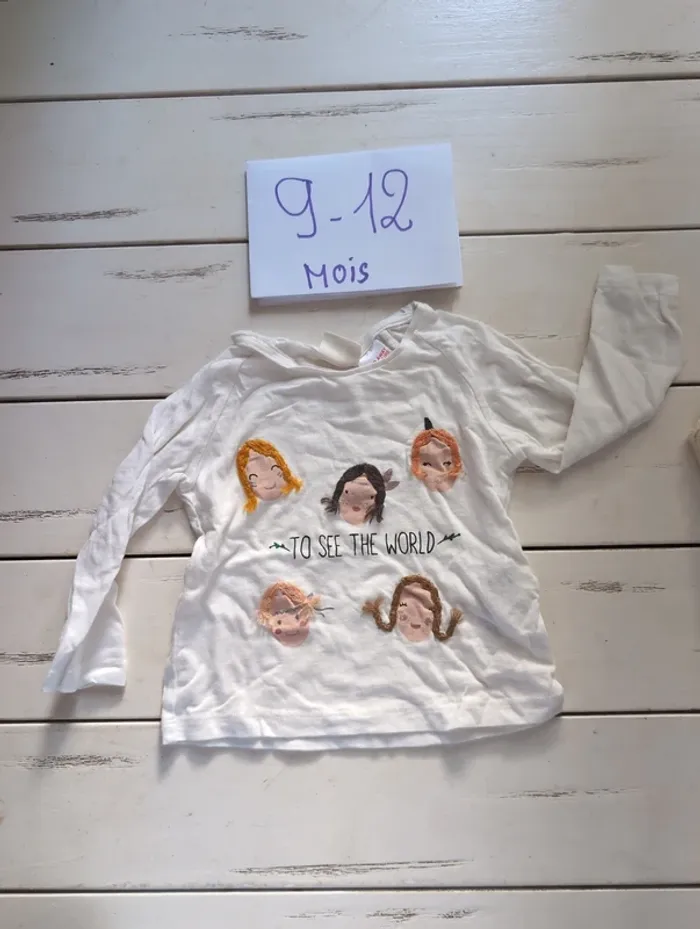 Tee shirt manches longues bébé fille 9/12 mois