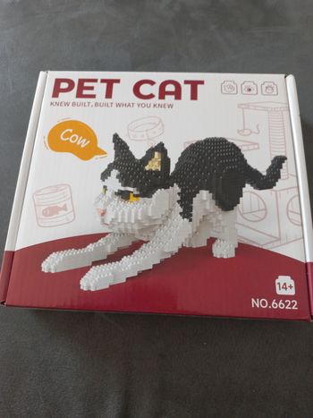 Construction figurine chat noir et blanc mini bricks blocks 