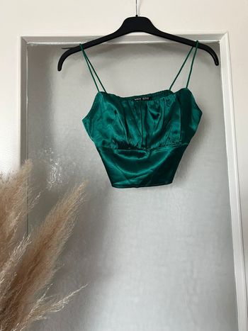 top court en satin vert Shein s neuf