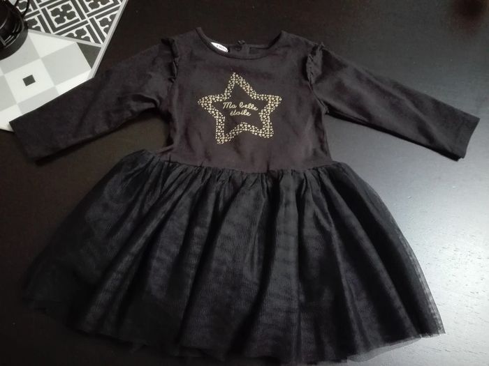 Robe jupon tulle bébé fille 9 mois noire étoile doré dpam neuf