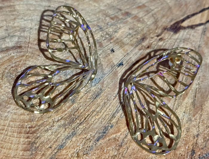 Boucles d’oreilles papillon filigrane environ 6 cm acier inoxydable or mile Mila - photo numéro 2