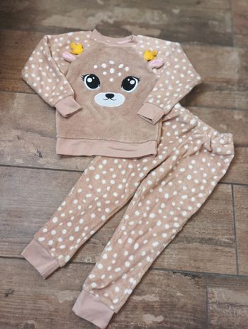 Pyjama pilou pilou velours hiver Fille 3/4 ans Cerf Zeeman