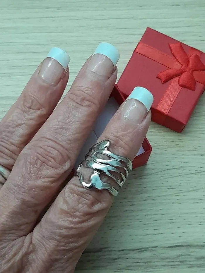 Bague ouverte, réglable, couleur argentée, style Bohème - photo numéro 4