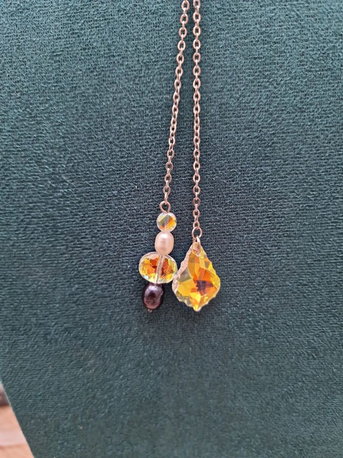 Collier Acier Perles D'eau Douce Cristal - photo numéro 5