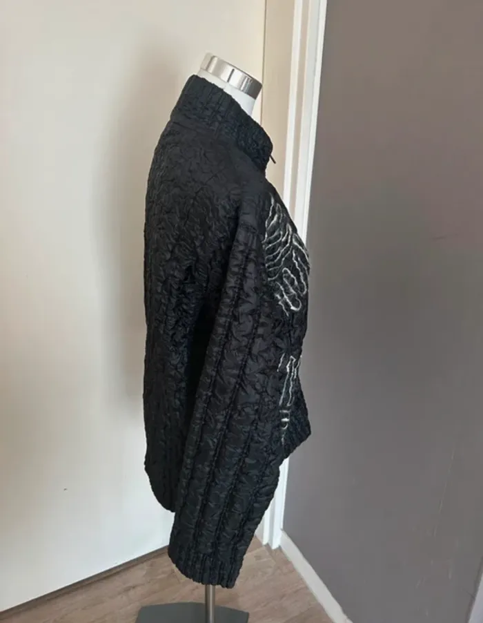Original tee veste plissée noire imprimée blanc femme, taille 3/40 - photo numéro 5