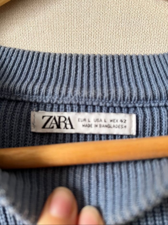 Pull côtelé bleu homme Zara - photo numéro 2