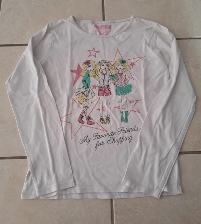 Tee shirt manches longues blanc 10 ans 👧 In Extenso