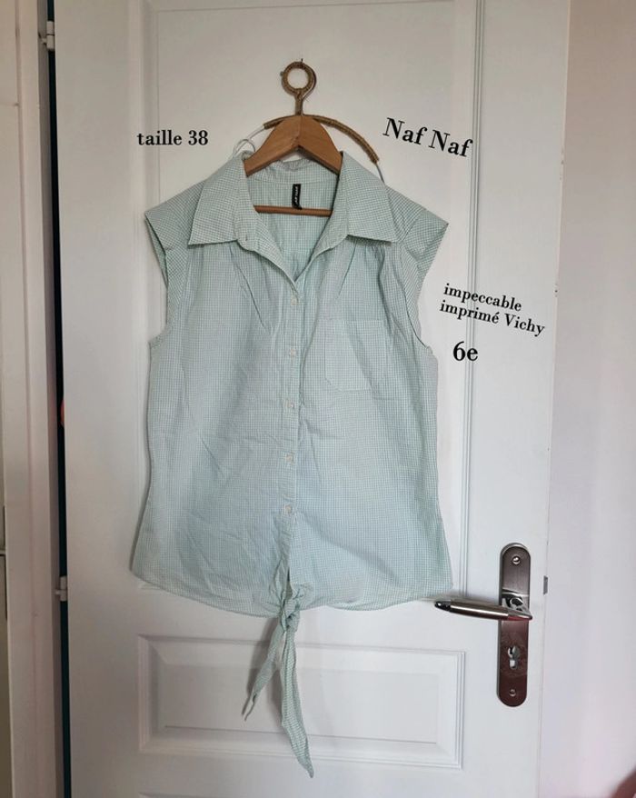 Chemise sans manche Naf Naf imprimé vichy taille 38